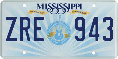 MS license plate ZRE943