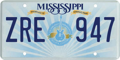 MS license plate ZRE947