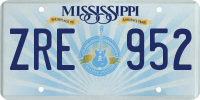 MS license plate ZRE952