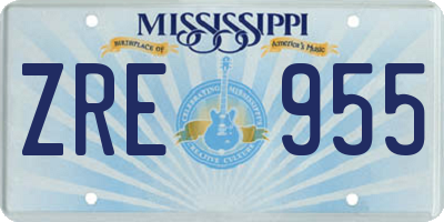 MS license plate ZRE955