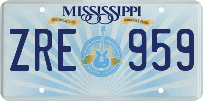MS license plate ZRE959