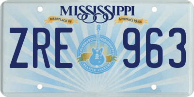 MS license plate ZRE963