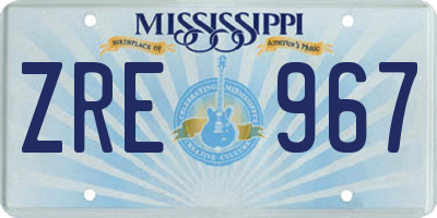 MS license plate ZRE967