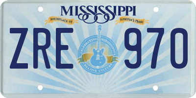 MS license plate ZRE970