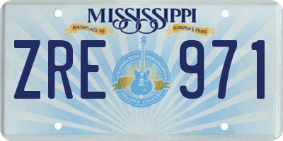 MS license plate ZRE971