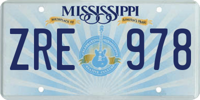 MS license plate ZRE978