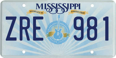 MS license plate ZRE981