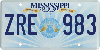 MS license plate ZRE983