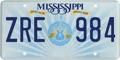MS license plate ZRE984