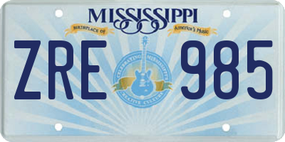 MS license plate ZRE985