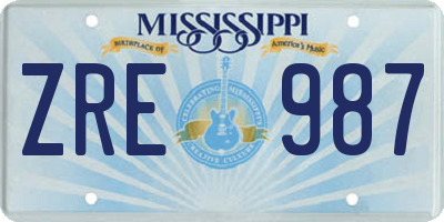 MS license plate ZRE987