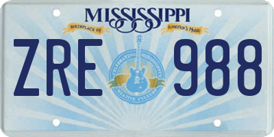 MS license plate ZRE988
