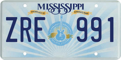 MS license plate ZRE991