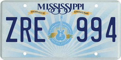 MS license plate ZRE994