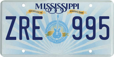 MS license plate ZRE995
