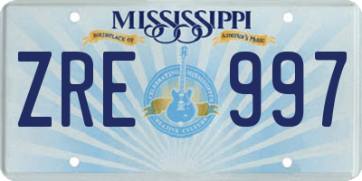 MS license plate ZRE997