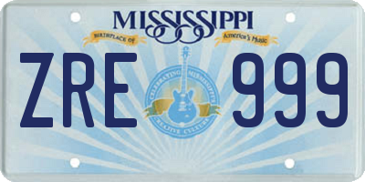 MS license plate ZRE999