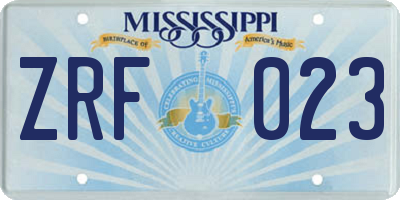 MS license plate ZRF023