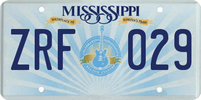 MS license plate ZRF029
