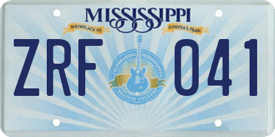 MS license plate ZRF041
