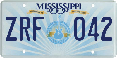 MS license plate ZRF042