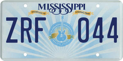 MS license plate ZRF044