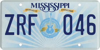 MS license plate ZRF046