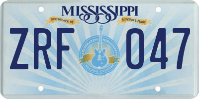 MS license plate ZRF047