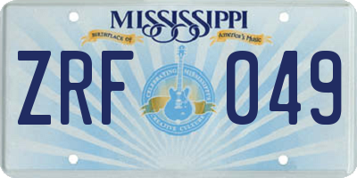 MS license plate ZRF049