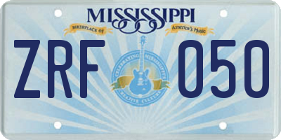 MS license plate ZRF050