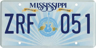 MS license plate ZRF051