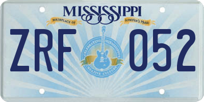 MS license plate ZRF052