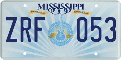 MS license plate ZRF053