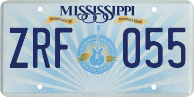 MS license plate ZRF055