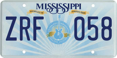 MS license plate ZRF058