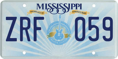 MS license plate ZRF059