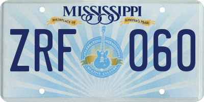 MS license plate ZRF060