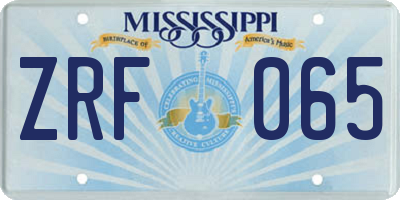 MS license plate ZRF065
