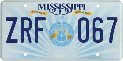 MS license plate ZRF067