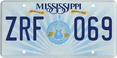 MS license plate ZRF069