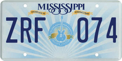 MS license plate ZRF074