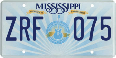 MS license plate ZRF075