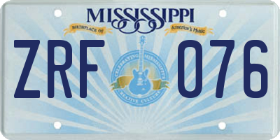 MS license plate ZRF076