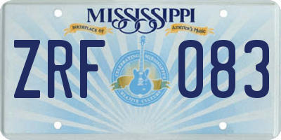 MS license plate ZRF083