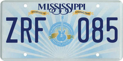 MS license plate ZRF085
