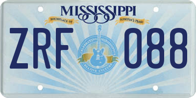 MS license plate ZRF088