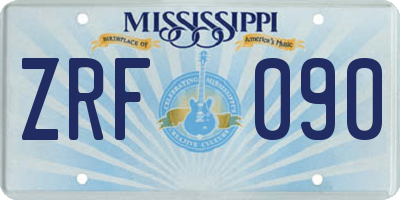 MS license plate ZRF090