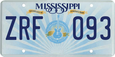 MS license plate ZRF093