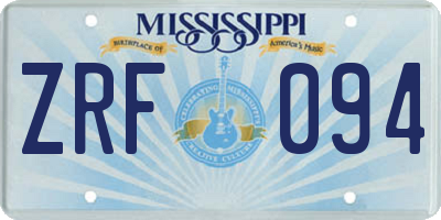 MS license plate ZRF094
