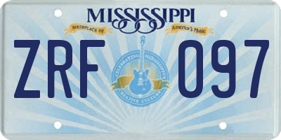 MS license plate ZRF097